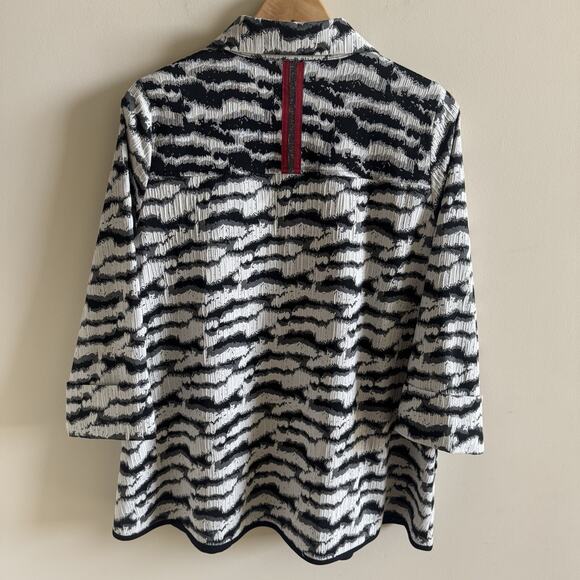 IC by Connie K Zebra Trapeze Swing Jacket Womens L Metallic Textured Lagenlook - Picture 7 of 16